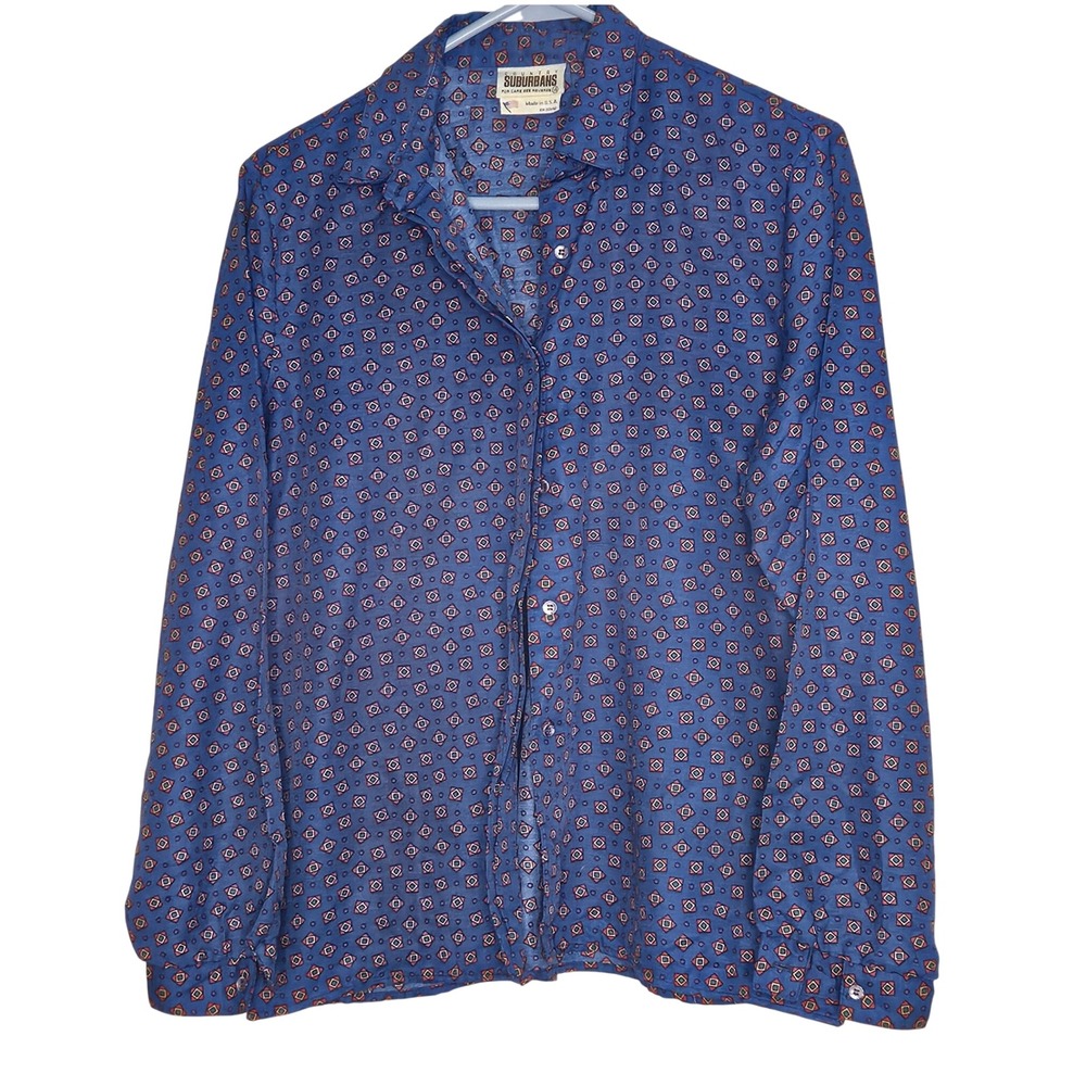 Vintage‎ Country Suburbans Button Down Shirt Geometric Preppy Countryside Retro